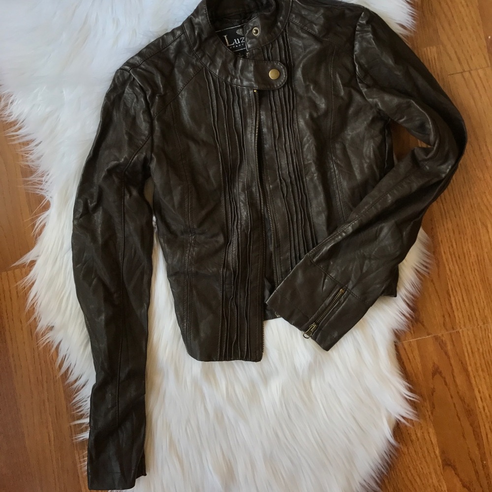 Chocolate faux leather jacket