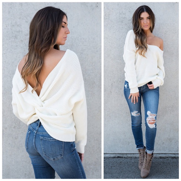 New ivory twist back oversized sweater - Picture 2 of 4
