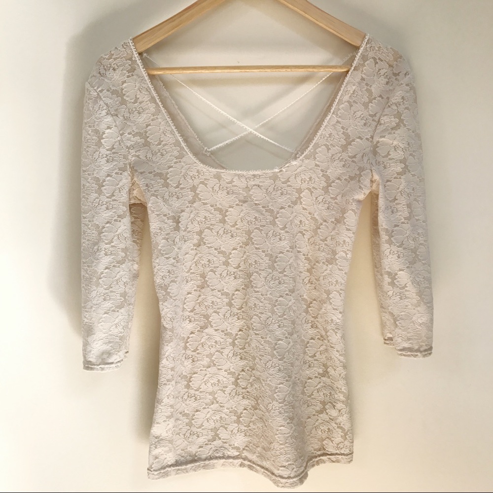 Free People Intimately Lace Criss Cross Top