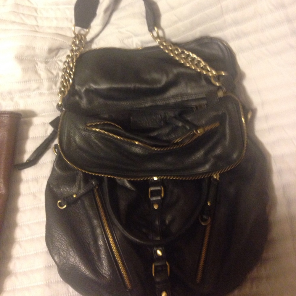 Black leather bag purse good condition