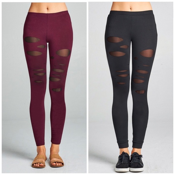 🆕🌸 Black Cut Out Mesh Leggings - Picture 3 of 5