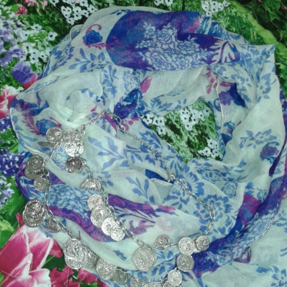 Beautiful flowered scarf jewlery not included