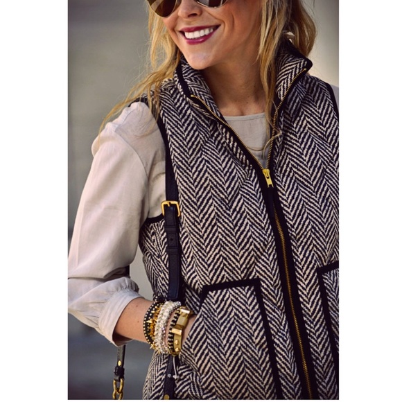 J. Crew Factory Jackets & Blazers - J. Crew herringbone print down puffer vest