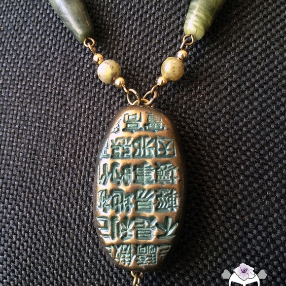 Beaded Asian Text Y Necklace - Picture 2 of 5