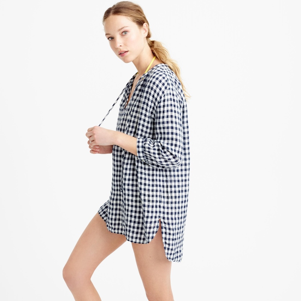 J. Crew lightweight linen tunic in gingham