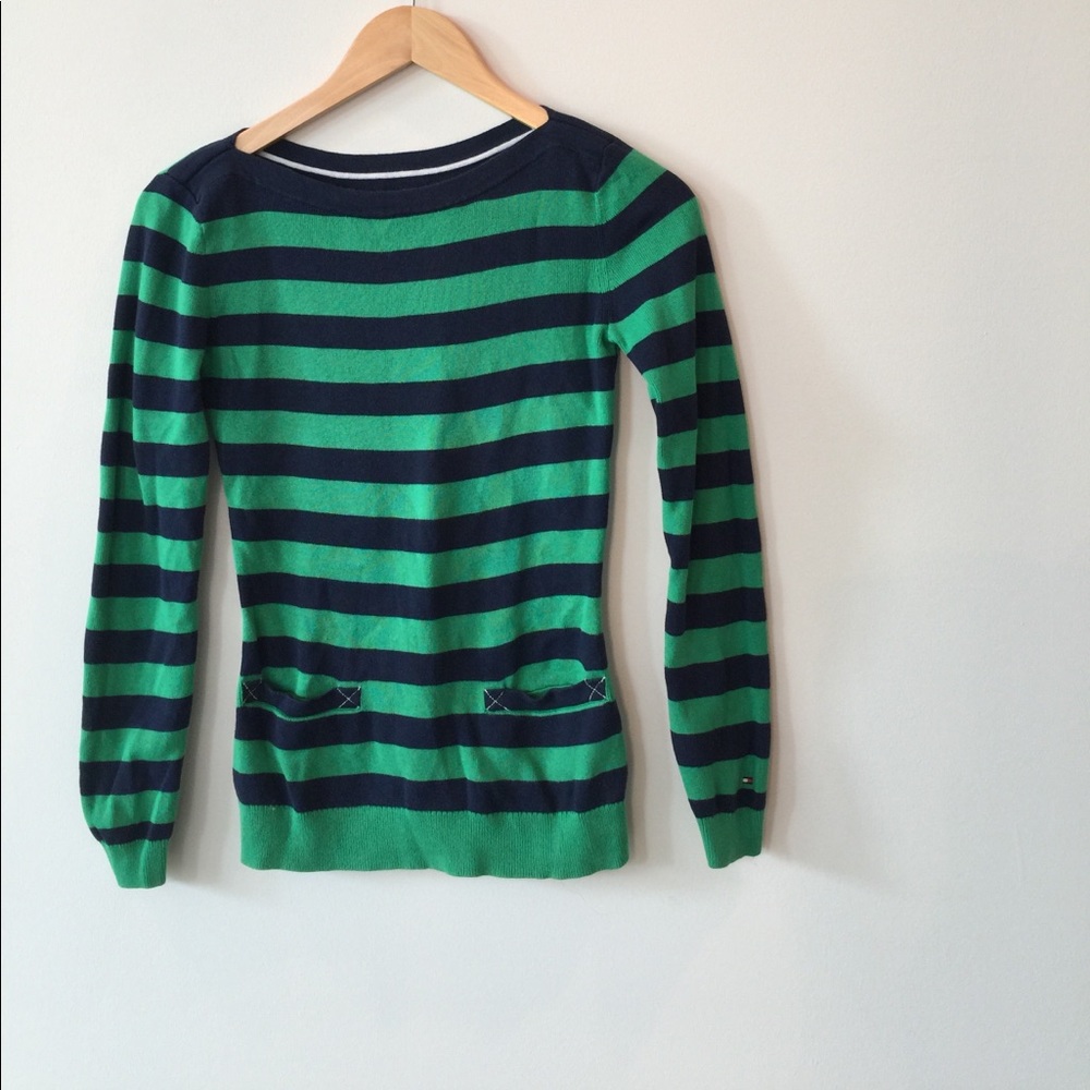 Green and Blue Tommy Hilfiger Sweater. XS