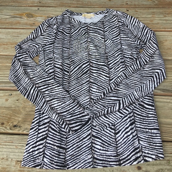 Michael Kors Zebra Print Long Sleeve Top - Picture 1 of 5