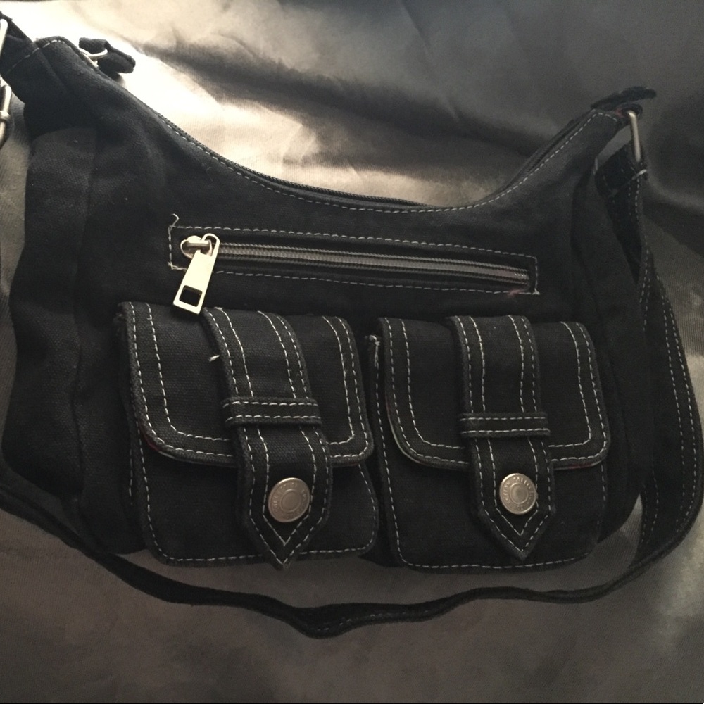 Black Shoulder Purse Front Pockets
