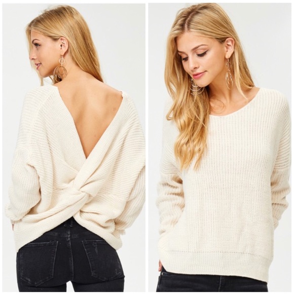 Off White Back Twist Sweater - Picture 2 of 6