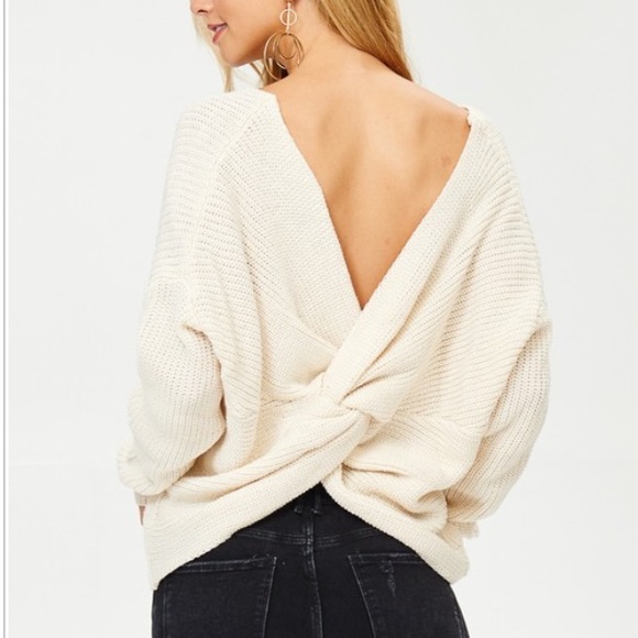 Off White Back Twist Sweater - Picture 3 of 6