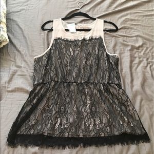 Purple and black lace tank