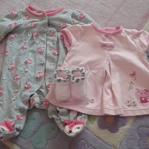 Baby onesie, dress and socks