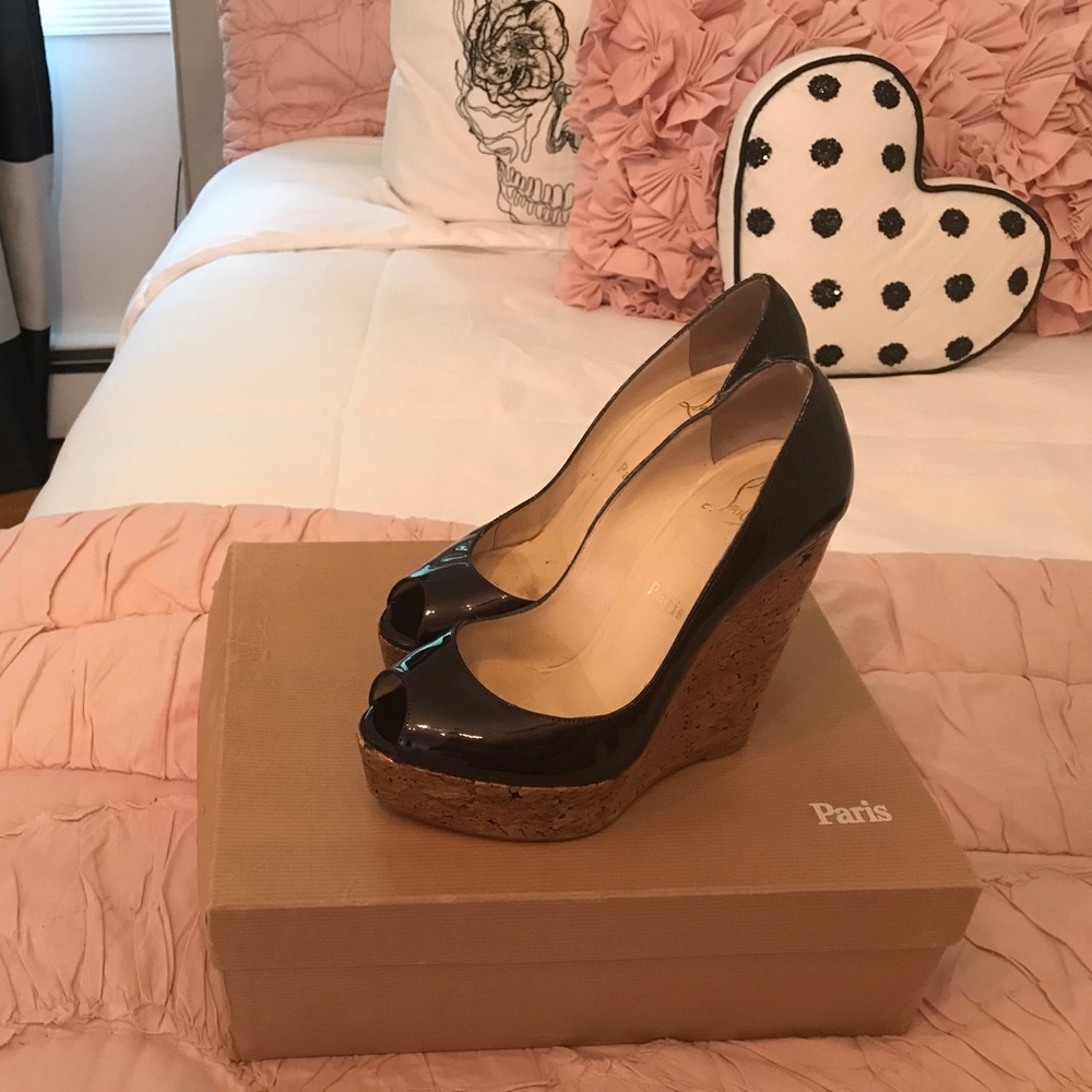 Christian Louboutin Patent Leather Wedge Sandal