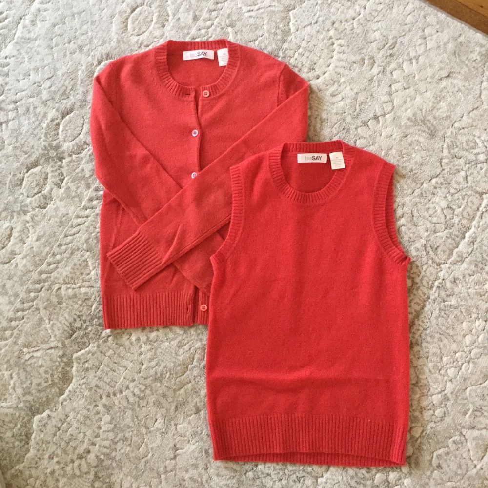 TseSAY XS Melon Cashmere Cardigan Set