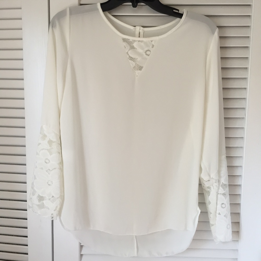 Never Worn White Blouse w/ Lace Accents