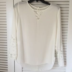 Never Worn White Blouse w/ Lace Accents