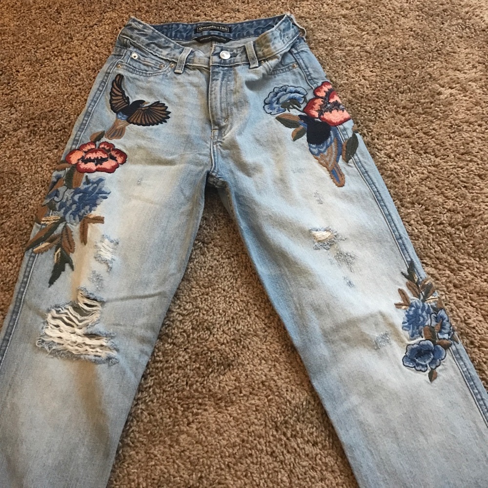 Embroidered Abercrombie and Fitch girlfriend jeans
