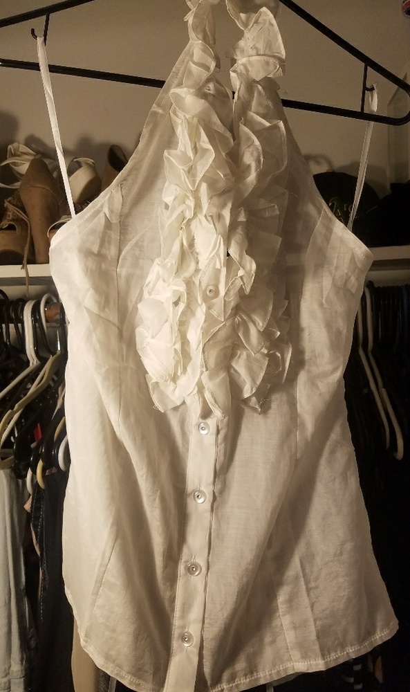 White see through halter top