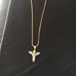 16 inch gold 14k CHAIN AND ANGEL CHARM