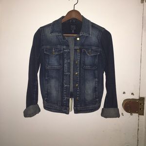 Dark Wash Cropped Guess Denim Jacket
