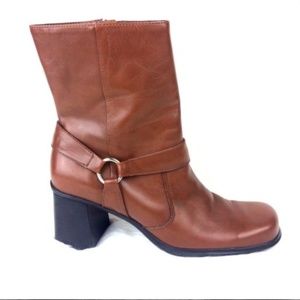 Naturalizer Harness Midi Boot Brown Sz 7.5 Heels