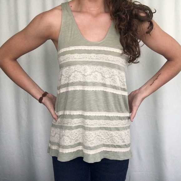 Urban Outfitters Boho Mint Lace Tank Top Size Xs - Picture 2 of 8