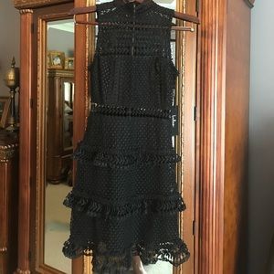 Black Lace Dress with ruffles and peekaboo waist