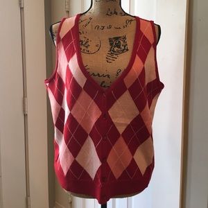 EUC Talbots Merino Wool Argyle Vest