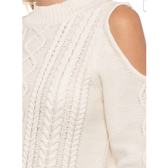  Cable Knit Cold Shoulder Sweater - Picture 3 of 5