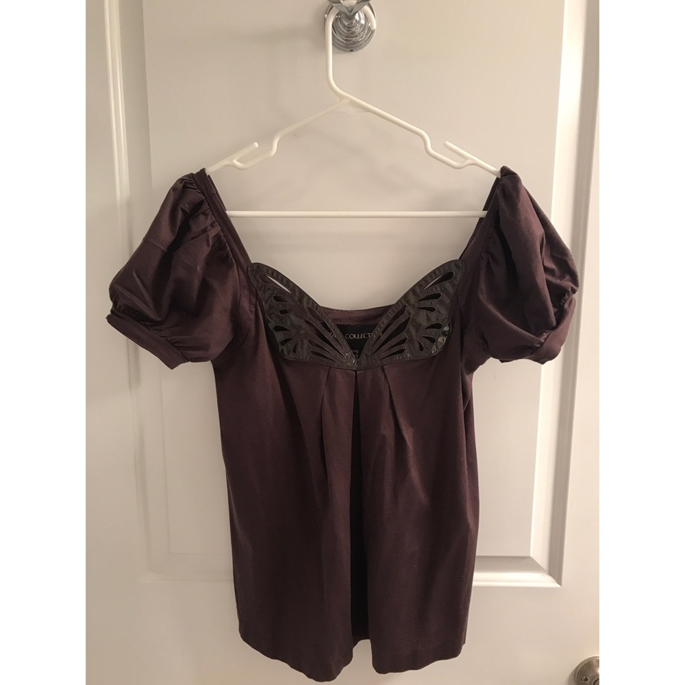 Zara-chocolate brown butterfly effect top (size L)