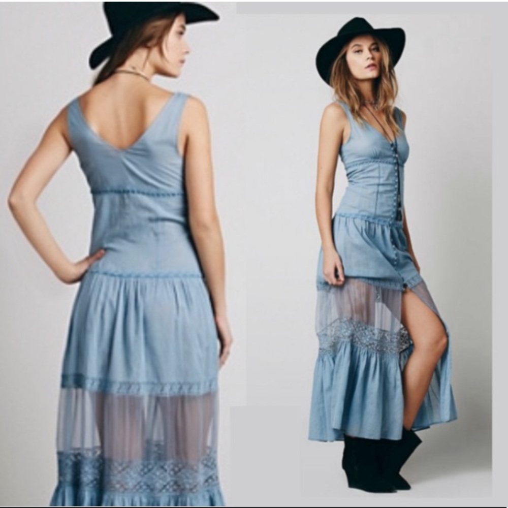 Buttonfront Maxi DRESS Victoria Lace Panel NEW!!