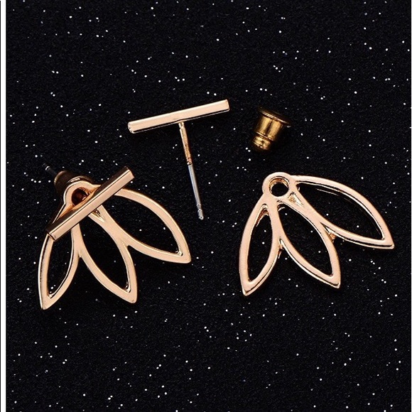 Gold lotus ear jackets - can be worn two ways NWOT - Picture 2 of 3