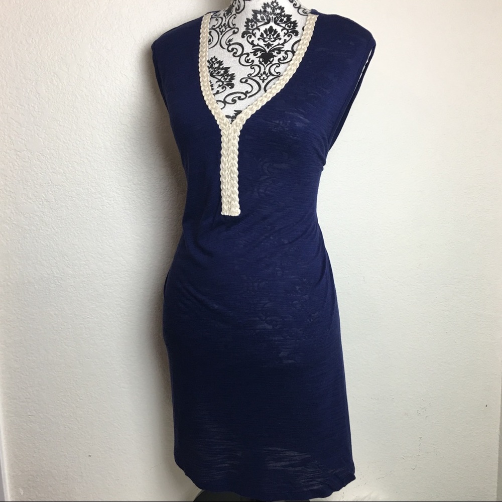 Macy's C&G Navy Tank with Cream Collar - Picture 2 of 3