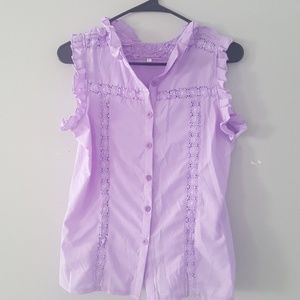 Ruffle Tank with Embroider Detail