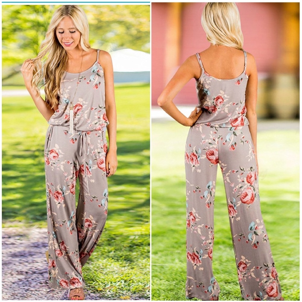 NEW Floral Print Halter Sleeveless Jumpsuit Romper