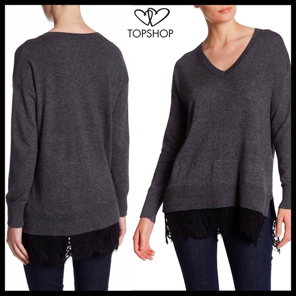 TOPSHOP OVERSIZED PULLOVER GREY TUNIC SWEATER A2C - Picture 2 of 8