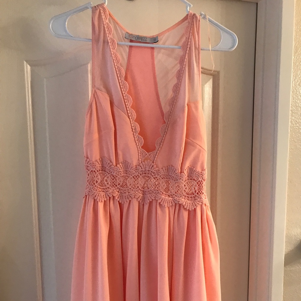 Coral crochet short dress asos