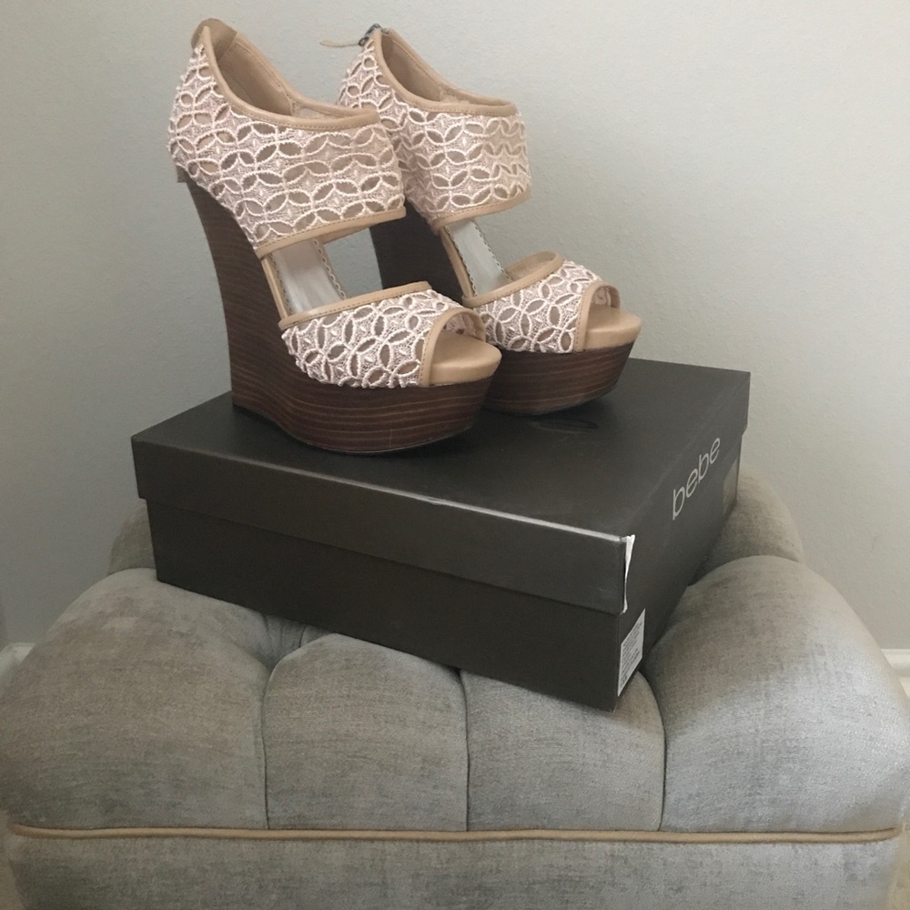 Bebe lace wedges
