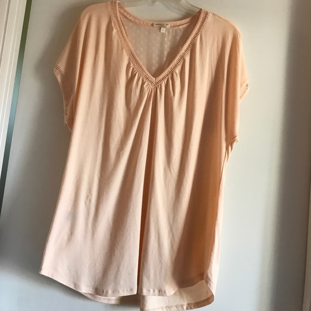 {Anthro Meadow Rue} Blush laser cut top