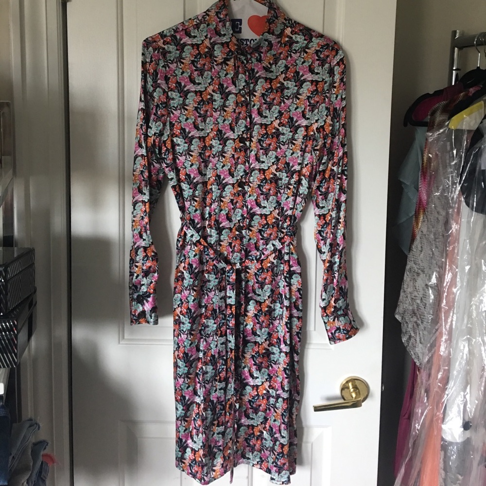 Floral design silk dress