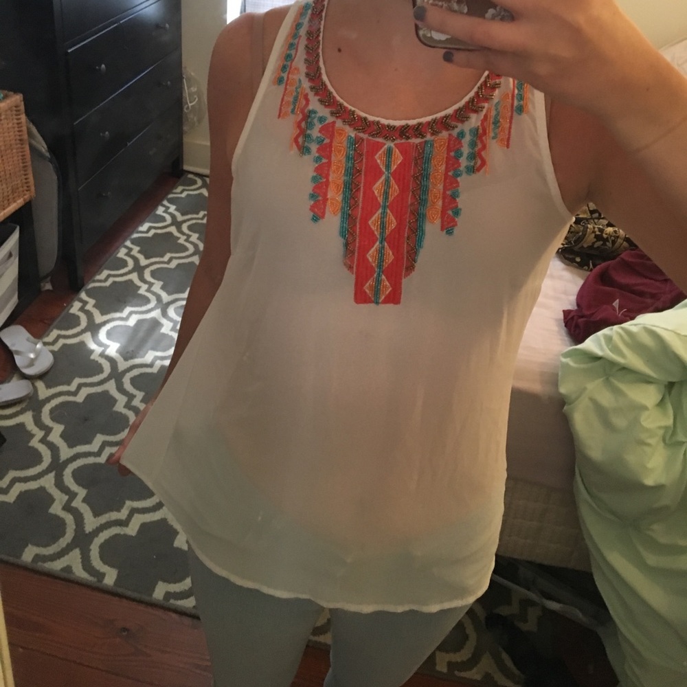 White tribal tank top