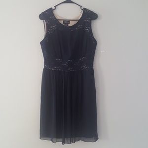 Navy Chiffon and Lace Dress