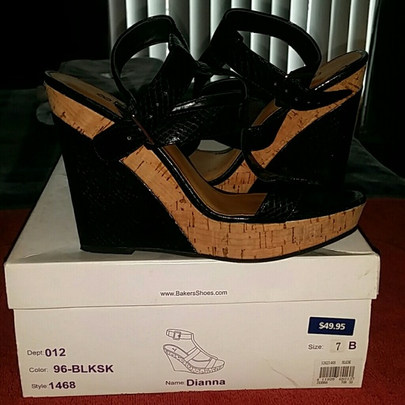Bakers Shoes Bakers High Wedges Leather And Cork Poshmark