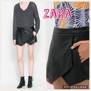 🎈 Zara Faux Leather Black Skort Size XS 🎈 Zara Faux Leather Black Skort Size XS