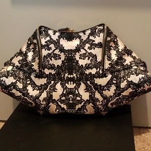 Alexander McQueen lace print satin De Manta clutch
