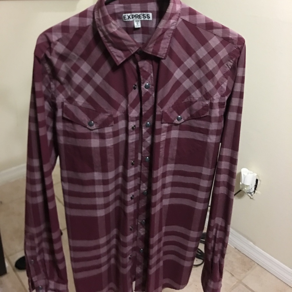 Express casual button down shirt. Burgundy color
