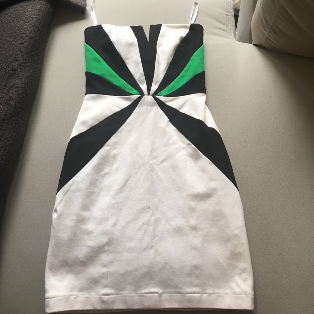 La Rok strapless colorblock dress
