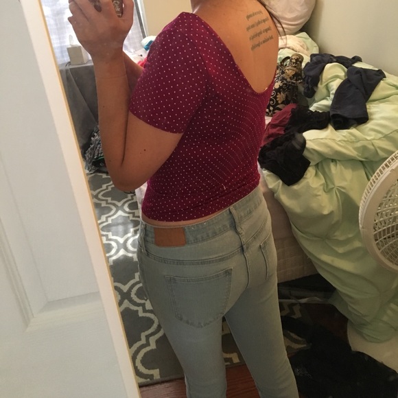 Pink polka dot semi crop top - Picture 2 of 2