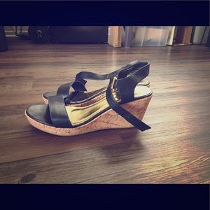 Size 9 Cathy Jean black wedge sandals