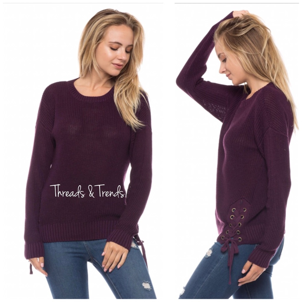 Lace Up Knit Sweater - Picture 4 of 6